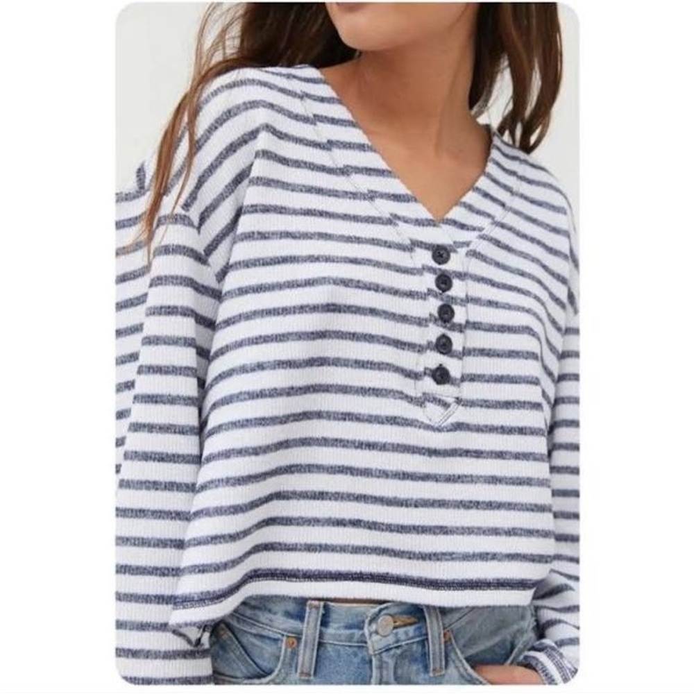 Urban Outfitters Striped Henley Sweater Top